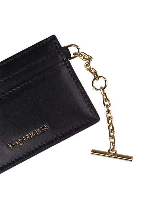 Sling Card Holder In Black and Gold ALEXANDER MCQUEEN | 804434-1T1AG1000