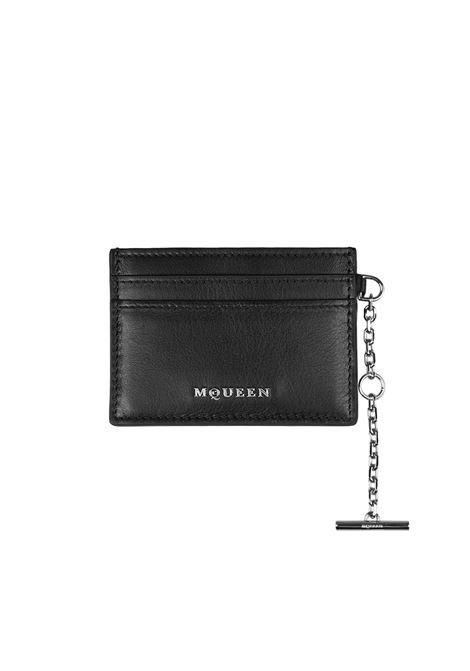 ALEXANDER MCQUEEN Portacarte Sling In Nero e Argento - ALEXANDER MCQUEEN