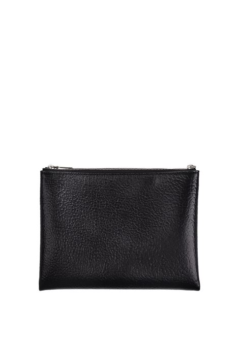 Black Hammered Leather Clutch Bag With Logo ALEXANDER MCQUEEN | 804436-1T1BN1000