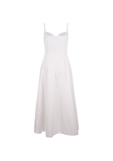 Abito Midi In Popeline Bianco Con Drappeggio ALEXANDER MCQUEEN | 804481-QAABC9000