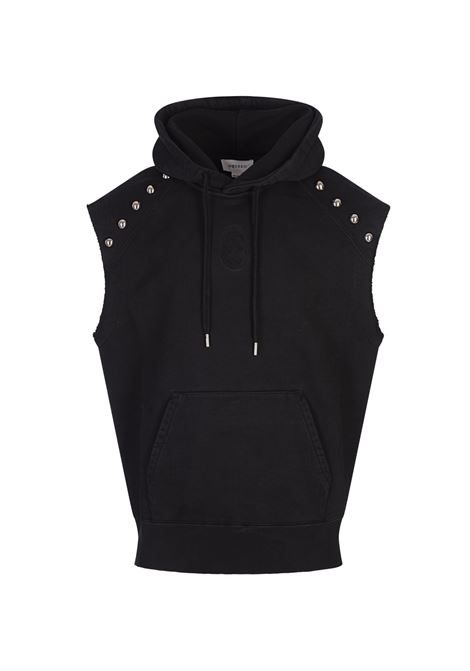 Black Sleeveless Hoodie With Inverted Skull ALEXANDER MCQUEEN | 806339-QXABF1213