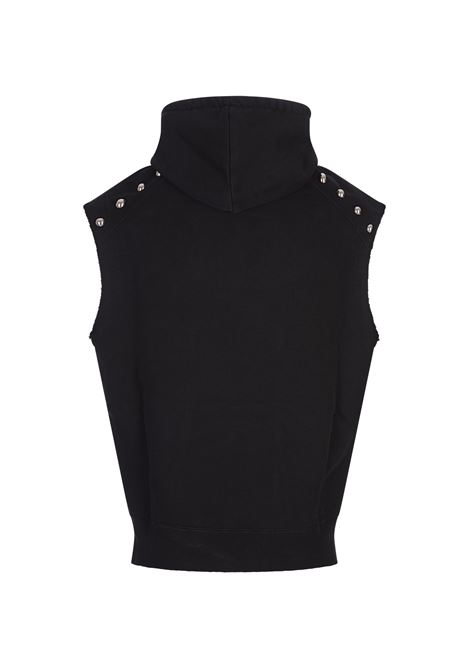 Black Sleeveless Hoodie With Inverted Skull ALEXANDER MCQUEEN | 806339-QXABF1213