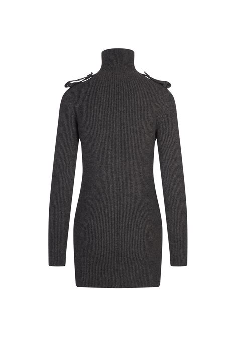 Ribbed Knit Mini Dress in Melange Grey ALEXANDER MCQUEEN | 807656-Q1BBP1015