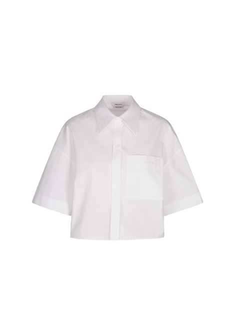 ALEXANDER MCQUEEN Camicia Militare Cropped Boxy in Bianco Ottico - ALEXANDER MCQUEEN