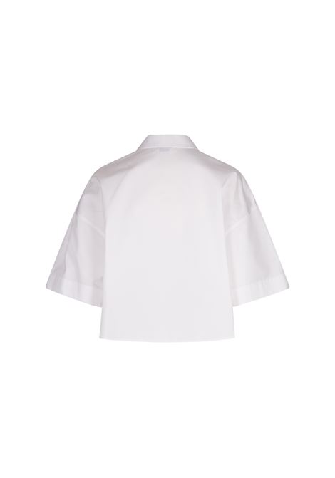 Military Cropped Boxy Shirt in Optical White ALEXANDER MCQUEEN | 807977-QAABC9000