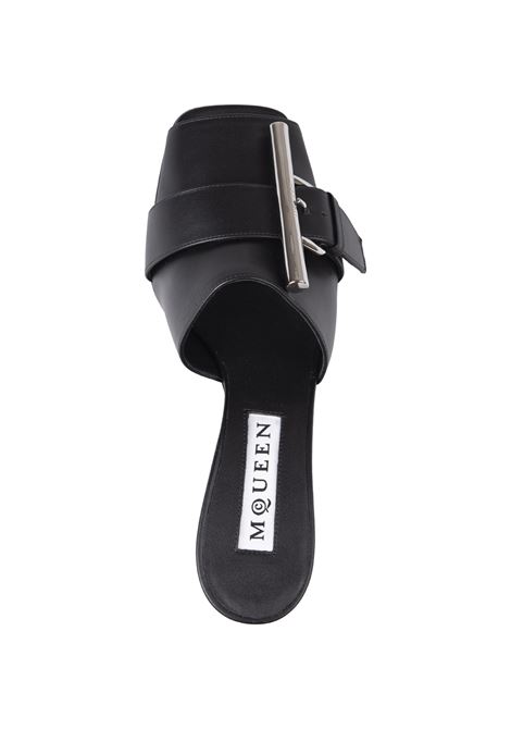 Black Leather Mules With Metal Buckle ALEXANDER MCQUEEN | 808167-WHABS1000