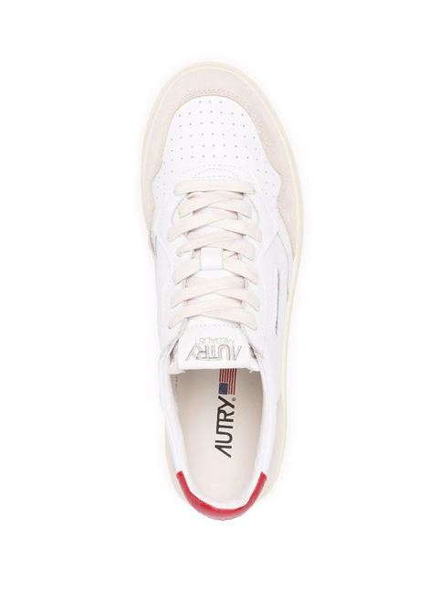 Medalist Low Sneakers In Suede and White and Red Leather AUTRY | AULMLS43