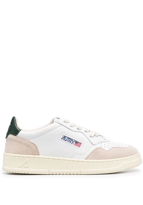 AUTRY Sneakers Medalist Low In Suede e Pelle Bianca e Verde Scuro - AUTRY