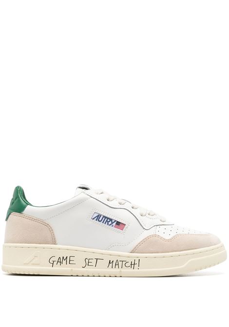 White and Green Medalist Low Sneakers In Suede and Leather AUTRY | AULMMA05