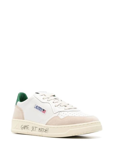 White and Green Medalist Low Sneakers In Suede and Leather AUTRY | AULMMA05