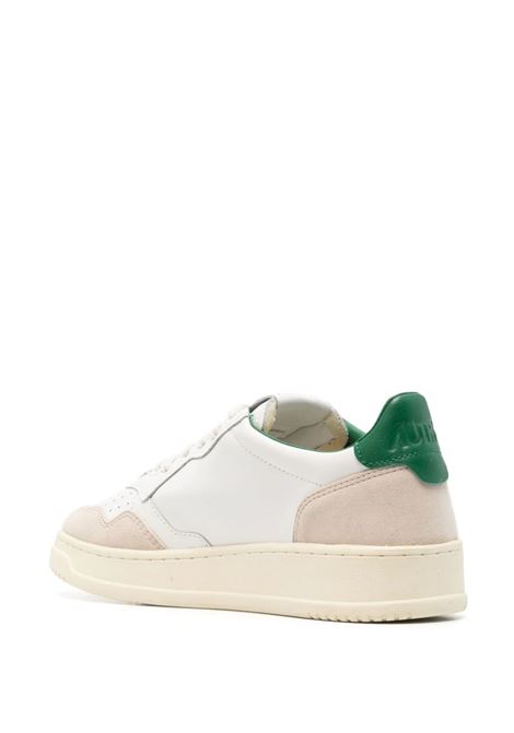 White and Green Medalist Low Sneakers In Suede and Leather AUTRY | AULMMA05