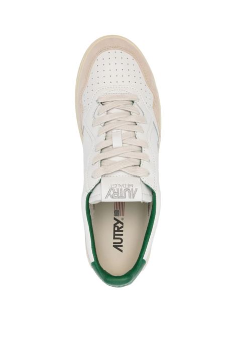 White and Green Medalist Low Sneakers In Suede and Leather AUTRY | AULMMA05