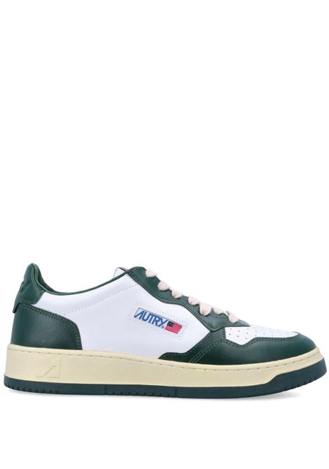 AUTRY Sneakers Medalist Low In Pelle Bicolor Bianca e Verde - AUTRY