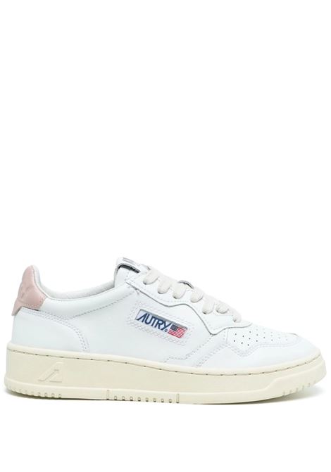 AUTRY Sneakers Medalist Low In Pelle Bianca e Rosa - AUTRY