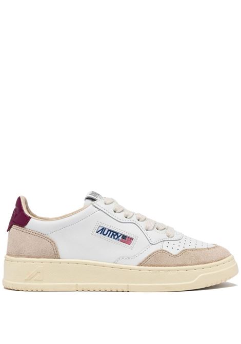 Sneakers Medalist Super Vintage Bianche Con Inserti In Suede Viola e Cognac AUTRY | AULWLS73