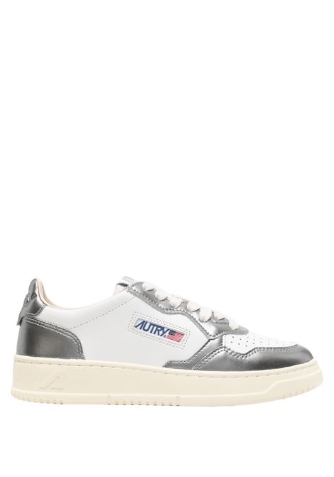 Sneakers Medalist Low In Pelle Bianca e Metallizzata Steel AUTRY | AULWWB44