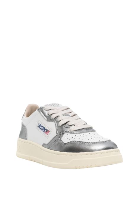 Sneakers Medalist Low In Pelle Bianca e Metallizzata Steel AUTRY | AULWWB44