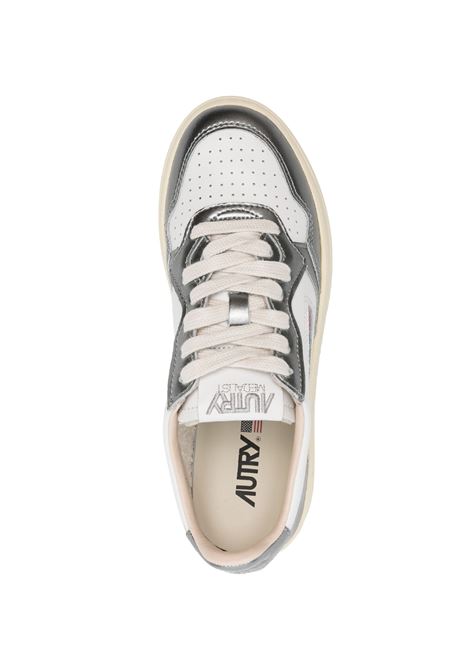 White and Metallised Steel Leather Medalist Low Sneakers AUTRY | AULWWB44