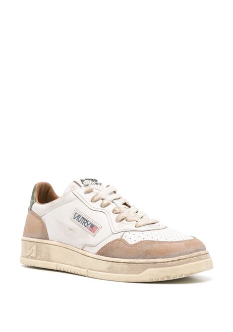 White Medalist Super Vintage Sneakers With Green and Cognac Suede Inserts AUTRY | AVLMLS03