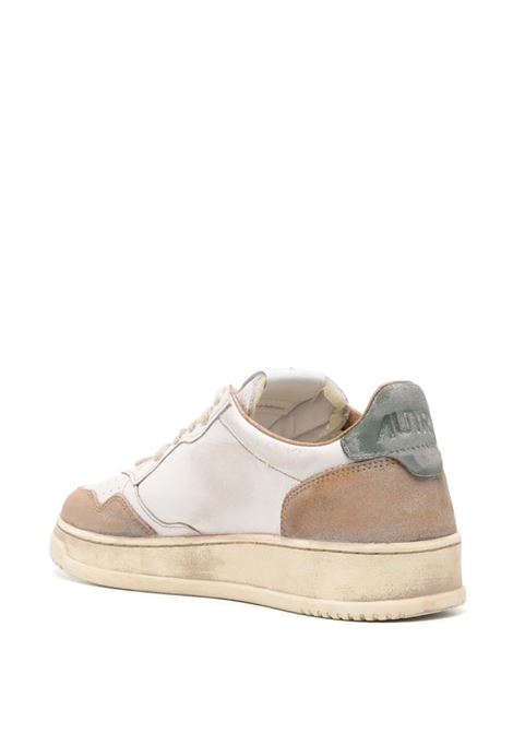 White Medalist Super Vintage Sneakers With Green and Cognac Suede Inserts AUTRY | AVLMLS03