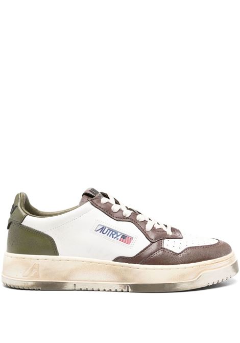 Sneakers Medalist Low Super Vintage In Pelle Bianca, Verde e Marrone AUTRY | AVLMVL03