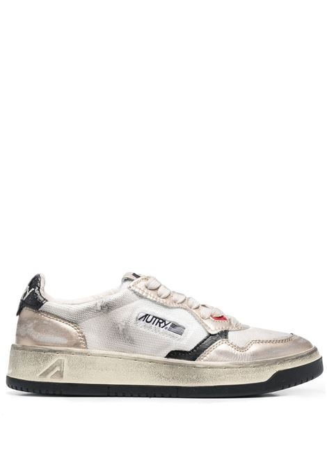 AUTRY Sneakers Medalist Low Super Vintage In Mesh e Suede Bianco e Oro - AUTRY