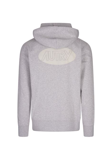 Felpa Con Cappuccio Grigio Chiaro Melange Con Maxi Logo AUTRY | HOPM02JM