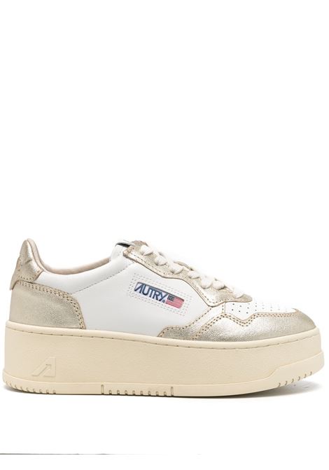 White and Gold Medalist Platform Low Sneakers AUTRY | PTLWWB16