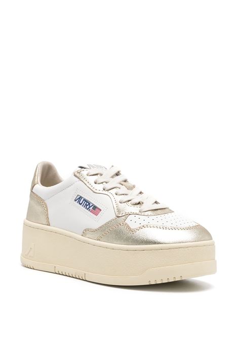 White and Gold Medalist Platform Low Sneakers AUTRY | PTLWWB16