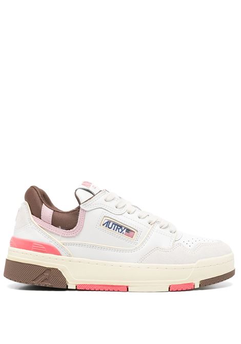 AUTRY Sneakers CLC Low In Pelle Bianca Marrone e Rosa - AUTRY