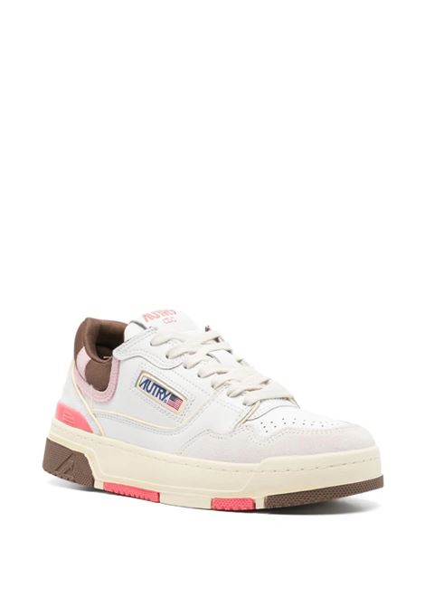 Sneakers CLC Low In Pelle Bianca Marrone e Rosa AUTRY | ROLWMM35