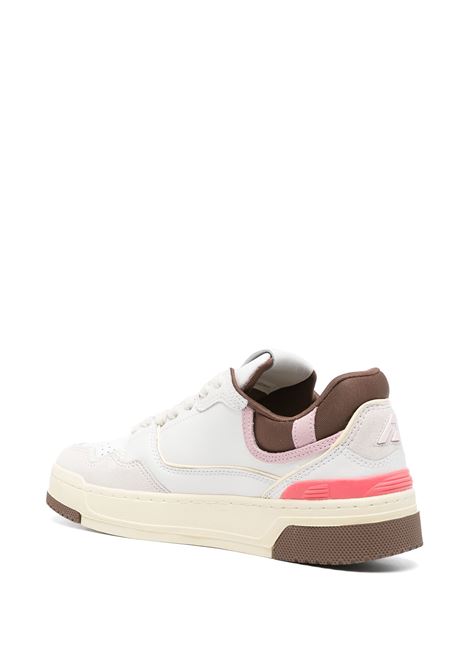 Sneakers CLC Low In Pelle Bianca Marrone e Rosa AUTRY | ROLWMM35