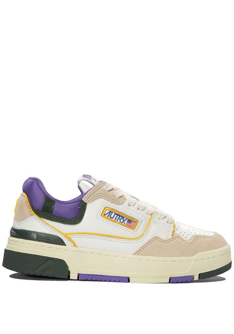 Sneakers CLC Low In Pelle Bianca, Viola e Verde AUTRY | ROLWMM36