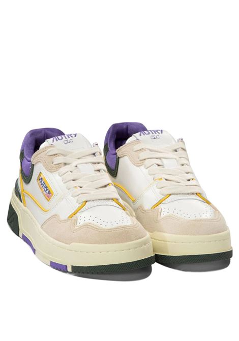 Sneakers CLC Low In Pelle Bianca, Viola e Verde AUTRY | ROLWMM36