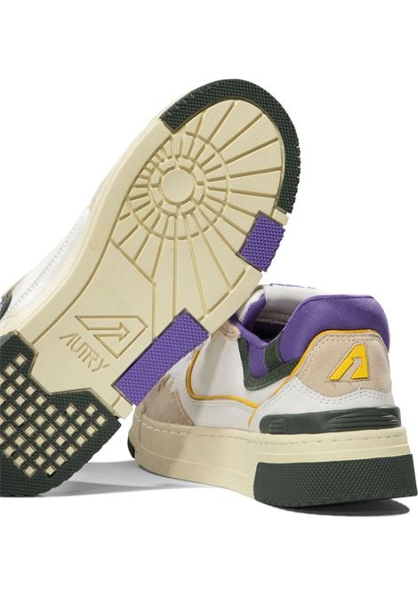 Sneakers CLC Low In Pelle Bianca, Viola e Verde AUTRY | ROLWMM36