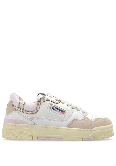 Sneakers CLC In Pelle Bianca, Beige e Rosa AUTRY | ROLWMM42