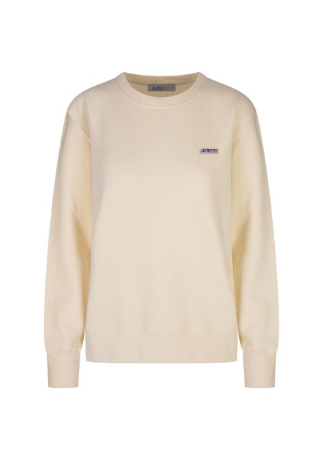 Cream Sweatshirt With Label Logo AUTRY | SWPW01JS