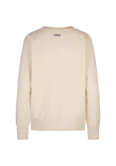 Cream Sweatshirt With Label Logo AUTRY | SWPW01JS