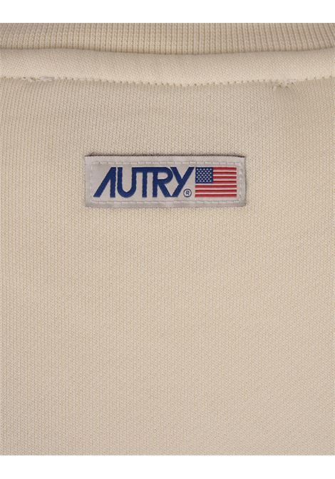 Felpa Crema Con Logo Label AUTRY | SWPW01JS