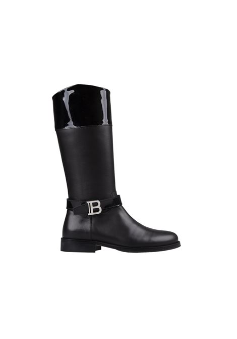 Black Boots With Monogram Logo BALMAIN KIDS | BV0A76-Z2504930NE