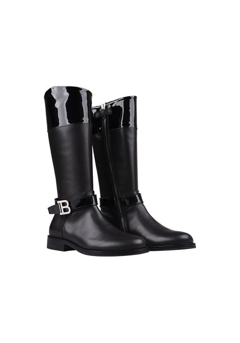 Black Boots With Monogram Logo BALMAIN KIDS | BV0A76-Z2504930NE