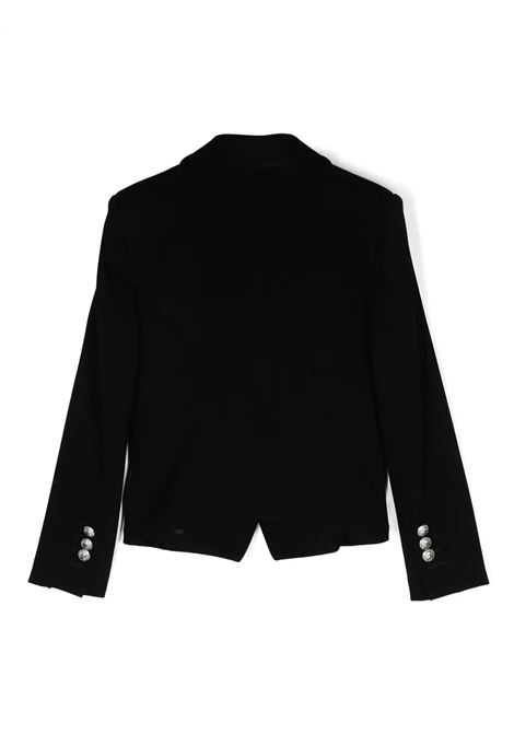 Blazer Monopetto Nero Con Bottoni Goffrati Argento BALMAIN KIDS | BV2A84-J0371930AG