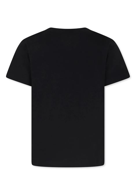 Black T-Shirt with Silver Buttons and Logo BALMAIN KIDS | BV8Q21-Z0116930AG