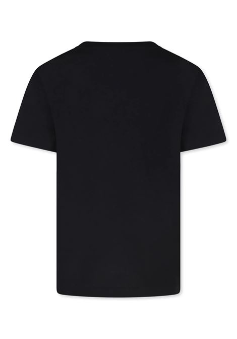 Black T- Shirt with Embroidered Roman Style Logo BALMAIN KIDS | BV8R51-Z0082930BC