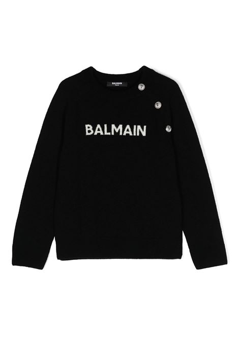 Black Pullover With Logo and Buttons BALMAIN KIDS | BV9B00-Z2409930AV