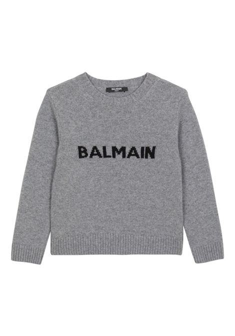 BALMAIN KIDS Maglione Grigio Con Logo Balmain - BALMAIN KIDS