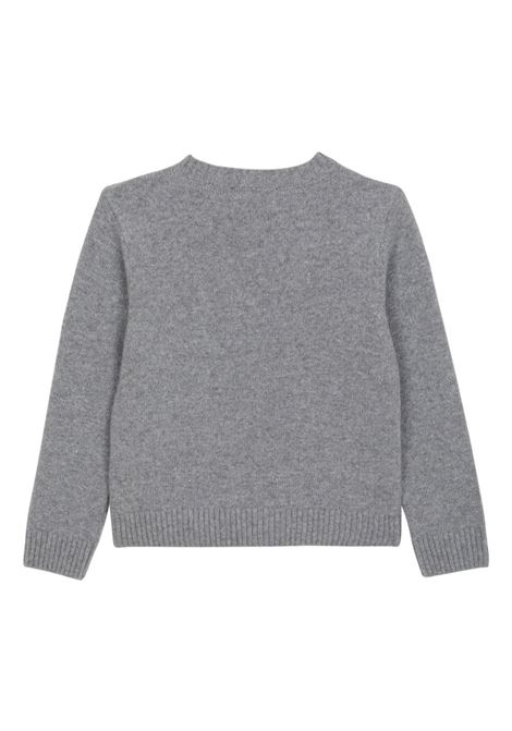 Maglione Grigio In Lana e Cashmere Con Logo BALMAIN KIDS | BV9P60-Z2418806NE