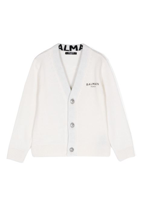 Ivory Cardigan With Logo and Buttons BALMAIN KIDS | BV9Q10-Z2362102NE