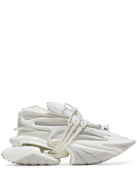 White Unicorn Sneakers In Leather and Neoprene BALMAIN | AN0VF724KNLR0FA