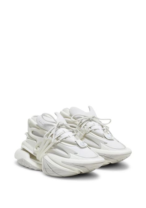 White Unicorn Sneakers In Leather and Neoprene BALMAIN | AN0VF724KNLR0FA